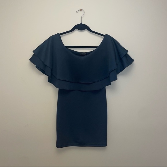 𝅺yaya & Co. Off Shoulder Pop Over Cocktail Dress | Forest Green - Picture 2 of 4